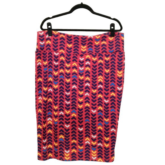 LuLaRoe Plus Size 3XL Pencil Skirt Womens Multicolor Chevron Print - Picture 5 of 7
